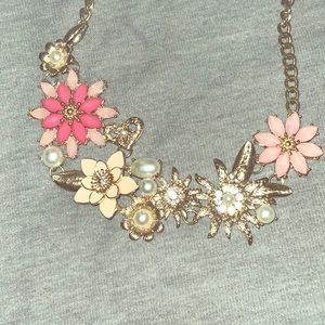 Pink floral with faux pearls